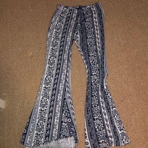 Blue and White Boho Pants